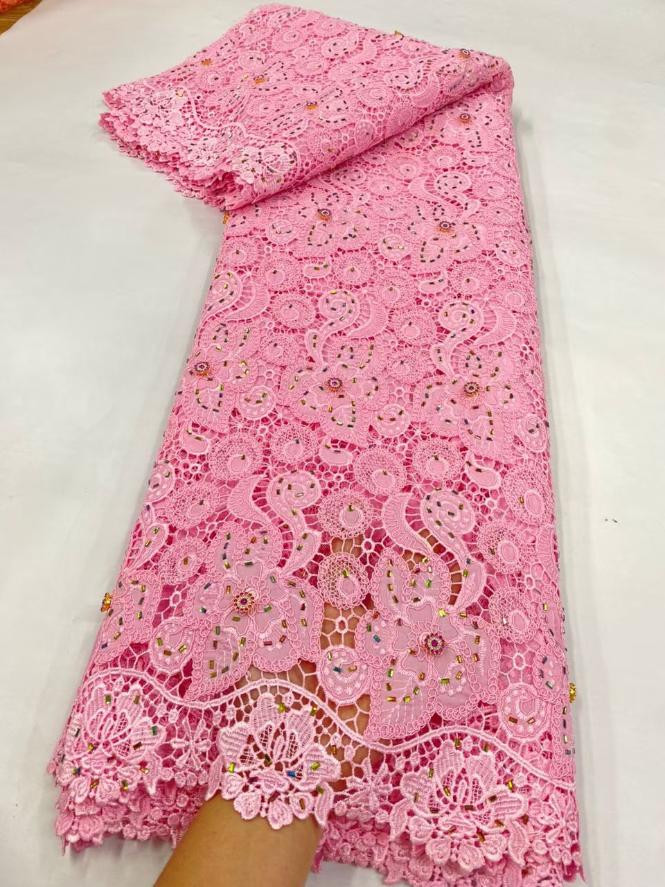 Latest Cord Guipure Lace Fabri - Crystal Mesh Fabric review and price