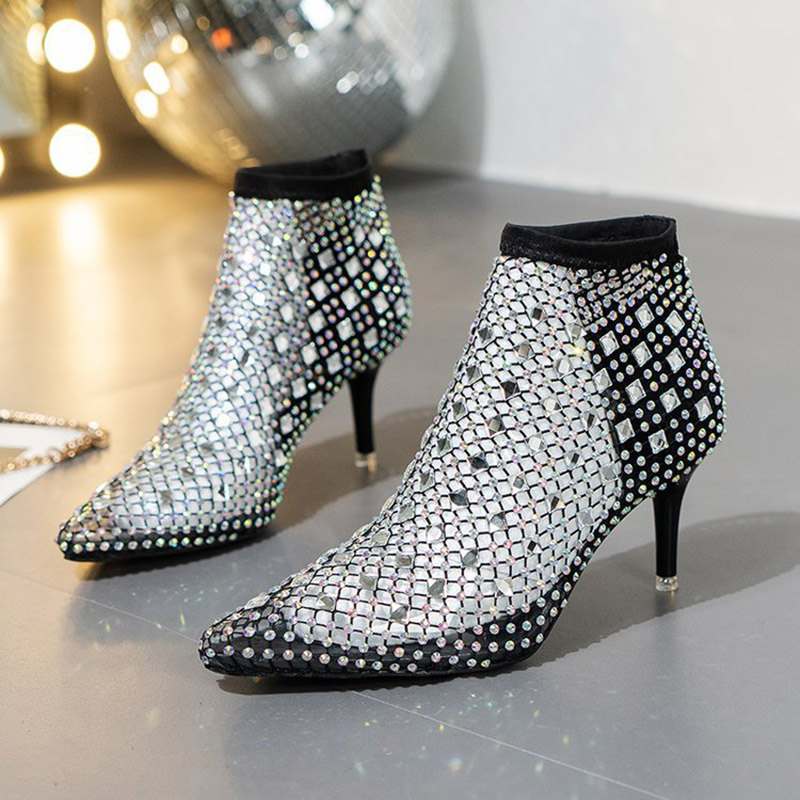 2025 Summer Mesh Sandals Boots - Crystal Mesh Fabric review and price